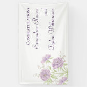 Lavendel Paarse Rozen Bruiloft Spandoek (Verticaal)