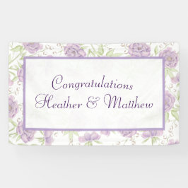 Lavendel Paarse Rozen Bruiloft Spandoek