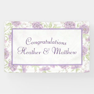 Lavendel Paarse Rozen Bruiloft Spandoek