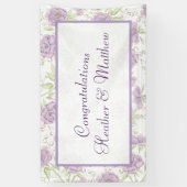 Lavendel Paarse Rozen Bruiloft Spandoek (Verticaal)