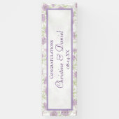 Lavendel Paarse Rozen Bruiloft Spandoek (Verticaal)