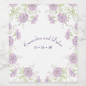 Lavendel Paarse Rozen Bruiloft Wijn Etiket (Enkel label)