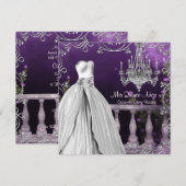 Lavendel Paarse Rozen Chandelier Quinceanera Kaart (Voorkant / Achterkant)