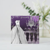 Lavendel Paarse Rozen Chandelier Quinceanera Kaart (Staand voorkant)