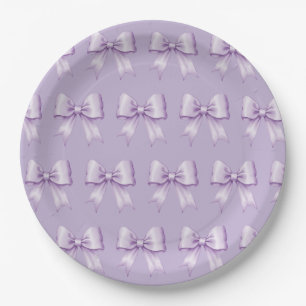 Lavendel Paarse  Satin Bow Pattern Papieren Bordje