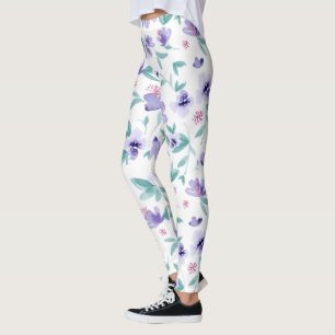 Lavendel paarse schattig bloemmotief leggings