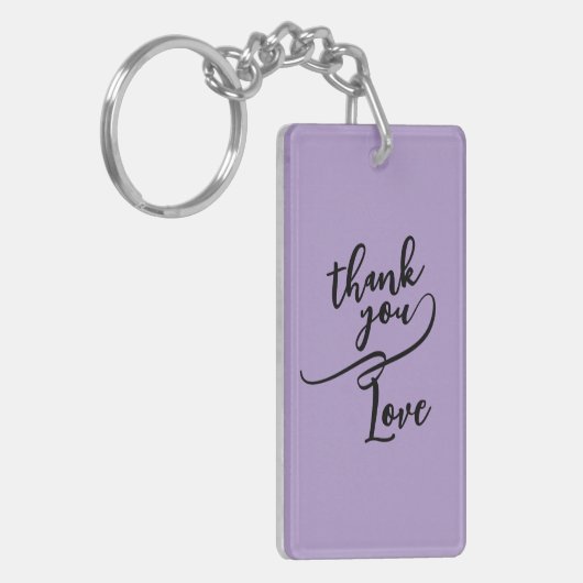 Lavendel Paarse Script Bedankje Sleutelhanger (Voorkant Links)