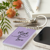 Lavendel Paarse Script Bedankje Sleutelhanger (Voorkant Rechts)