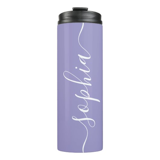 Lavendel Paarse Script Custom Thermische Tumbler Thermosbeker (Voorkant)