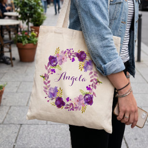 Lavendel Paarse Sering Bloemenkrans Bruidsmeisje Tote Bag