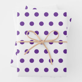 Lavendel Paarse Stippenpatroon Wit Inpakpapier Vel