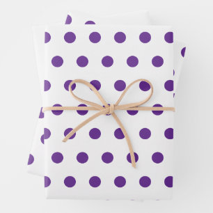 Lavendel Paarse Stippenpatroon Wit Inpakpapier Vel