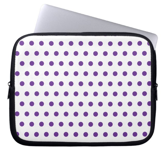 Lavendel Paarse Stippenpatroon Wit Laptop Sleeve (Voorkant)
