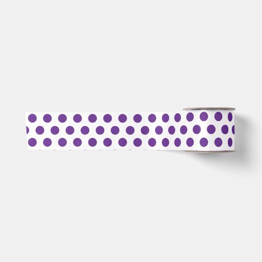 Lavendel Paarse Stippenpatroon Wit Satijnen Lint (Voorkant)