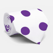 Lavendel Paarse Stippenpatroon Wit Stropdas (Opgerold)