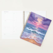 Lavendel Paarse Strand Zonsondergang Aquarel Planner (Display)