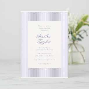Lavendel Paarse Streep Elegante Baby Shower Klassi Kaart