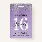 Lavendel Paarse Sweet 16 Verjaardag VIP Badge (Voorkant)