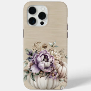LAVENDEL PAARSE & TAN HERFST BLOEMEN EN POMPOENEN iPhone 15 PRO MAX HOESJE