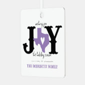 Lavendel Paarse Texas JOY Fotovakantie Metalen Ornament (Voorkant links)