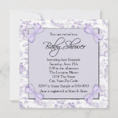 Lavendel Paarse  Toile Baby Meisje Douche Kaart (Achterkant)