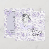 Lavendel Paarse  Toile Baby Meisje Douche Kaart (Voorkant / Achterkant)