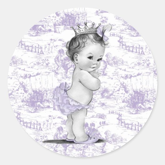 Lavendel Paarse  Toile Baby shower Stickers (Voorkant)