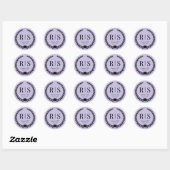 Lavendel Paarse Trouw Monogram Initiaal Ronde Sticker (Vel)
