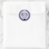 Lavendel Paarse Trouw Monogram Initiaal Ronde Sticker (Tas)