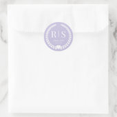 Lavendel Paarse Trouw Monogram Initiaal Ronde Sticker (Tas)