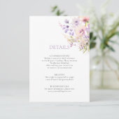 Lavendel Paarse Tuin WildFlowers DETAILS Bruiloft Informatiekaartje (Staand voorkant)