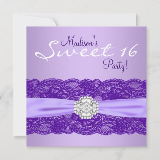 Lavendel Paarse Verjaardagsfeest Kaart (Voorkant)