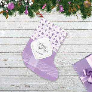 Lavendel Paarse Vintage Kerst Spullen en Tartan Kleine Kerstsok