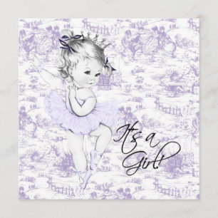 Lavendel Paarse Vintage Toile Baby Meisje Shower Kaart