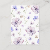 Lavendel Paarse Violet Bloemen Bruiloft Details Informatiekaartje (Achterkant)