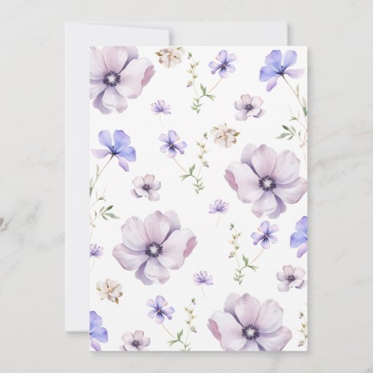 Lavendel Paarse Violet Bloemen Lente Bruiloft Kaart (Achterkant)