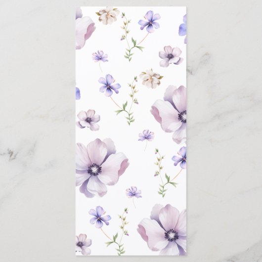 Lavendel Paarse Violet Floral Laten we Trouwen Menu (Achterkant)