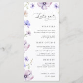 Lavendel Paarse Violet Floral Laten we Trouwen Menu (Voorkant)