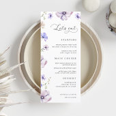 Lavendel Paarse Violet Floral Laten we Trouwen Menu