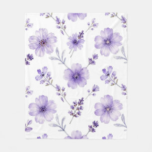 Lavendel Paarse Vlas Bloem Waterverf Patroon Fleece Deken