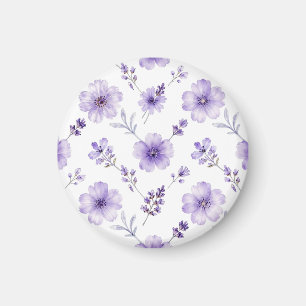 Lavendel Paarse Vlas Bloem Waterverf Patroon Magneet