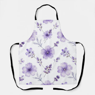 Lavendel Paarse Vlas Bloem Waterverf Patroon Schort