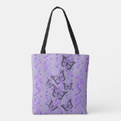 lavendel paarse vlinder op gesimuleerd glitter tote bag (Achterkant)