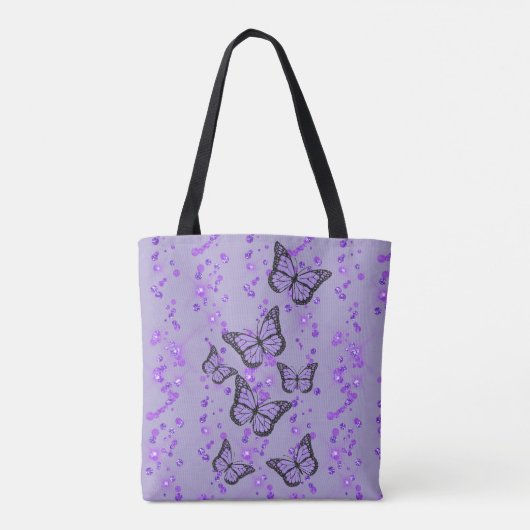 lavendel paarse vlinder op gesimuleerd glitter tote bag (Achterkant)
