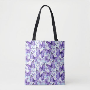 Lavendel Paarse vlinder patroon Tote Bag