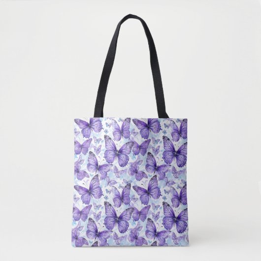 Lavendel Paarse vlinder patroon Tote Bag (Voorkant)