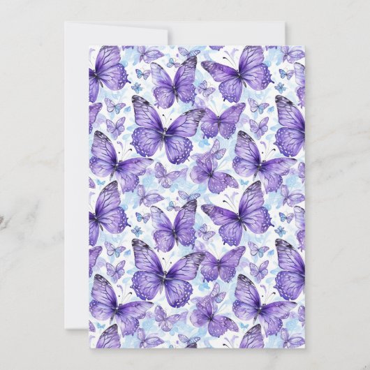 Lavendel Paarse vlinderpatroon dank u kaart (Achterkant)