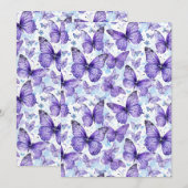 Lavendel Paarse vlinderpatroon dank u kaart (Voorkant / Achterkant)