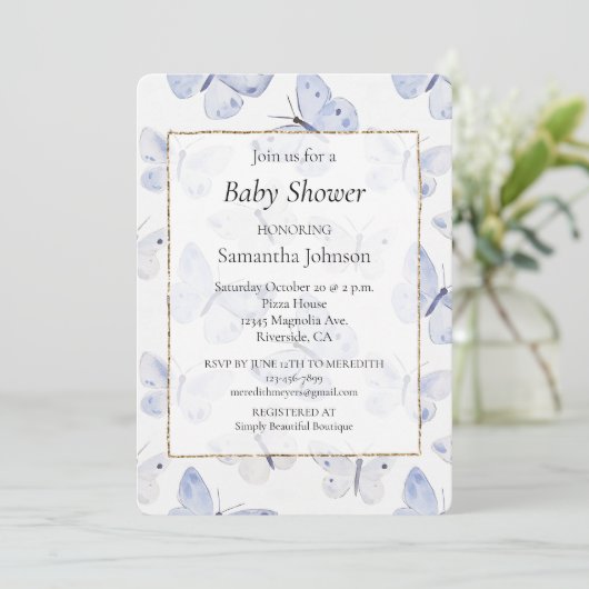 Lavendel Paarse vlinders Baby shower Kaart (Staand voorkant)