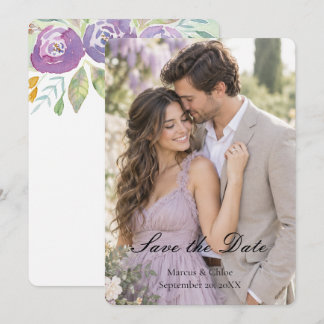 Lavendel Paarse Waterverf Bloem Foto Save the D Date